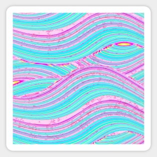 Mermaid Waves | Neon Pink, Turquoise, and Yellow Colors | Digital Illustration Sticker